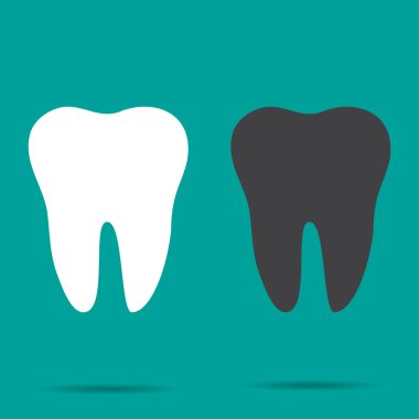 Turkuaz arka plan üzerinde iki diş kümesi