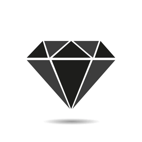 Icono de diamante con sombra — Vector de stock