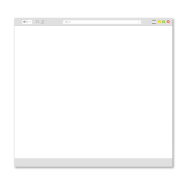 Plantilla de ventana abierta del navegador con sombra — Vector de stock