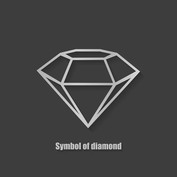 Símbolo de diamante elegante con sombra sobre fondo negro — Vector de stock