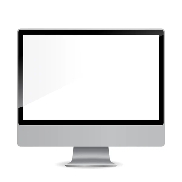 Monitor met een schaduw op de grijze achtergrond afbeelding — Stockvector