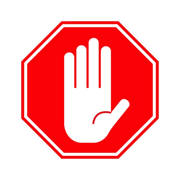 Red stop hand sign — Stock Vector