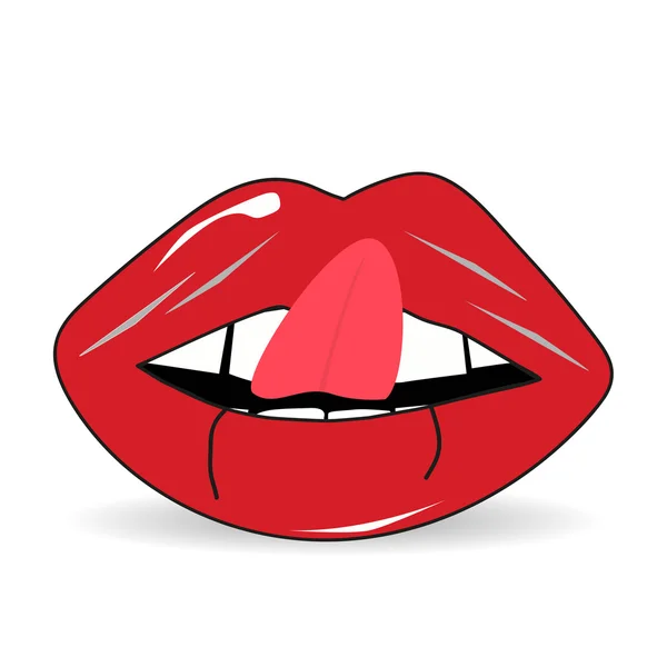 Lábios língua dentes com sombra — Vetor de Stock