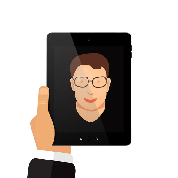 Selfie tabletta férfi — Stock Vector