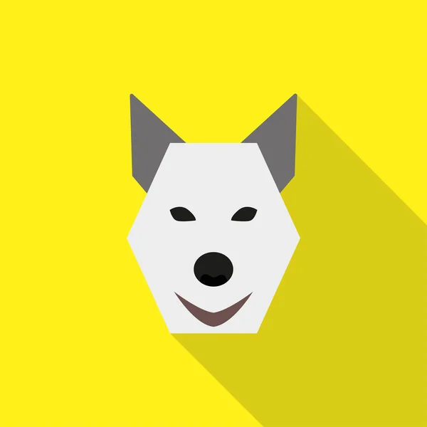 Dog face flat style icon vector logo on yellow background — Stock Vector