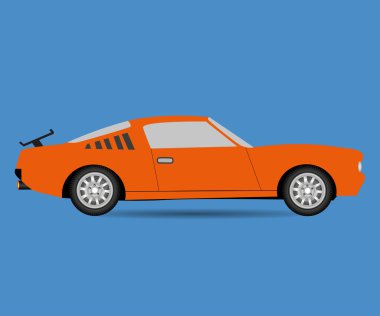 Araba düz stil mavi zemin üzerine