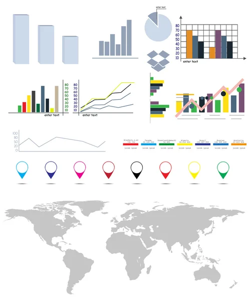 Infographics elementen kaart aarde set — Stockvector