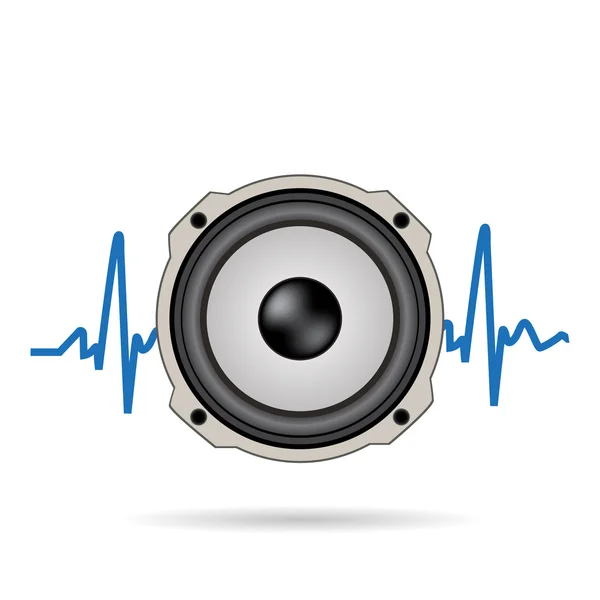 Altavoz con ondas y sombra — Vector de stock