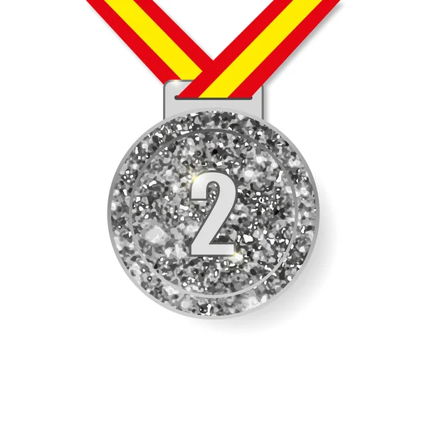 Medalla de plata segundo lugar — Vector de stock