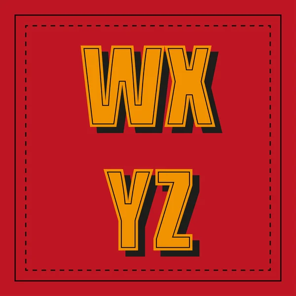 Retro ábécé betűtípus w - z piros háttér — Stock Vector