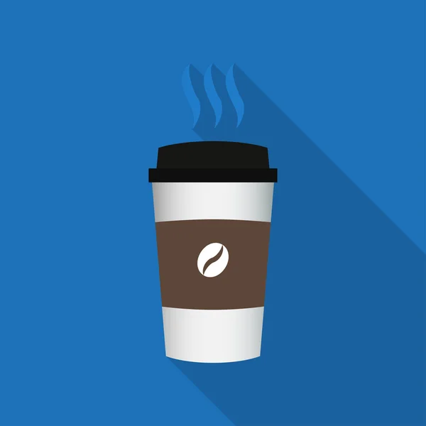 Icono de taza de café desechable con logotipo de frijoles — Vector de stock