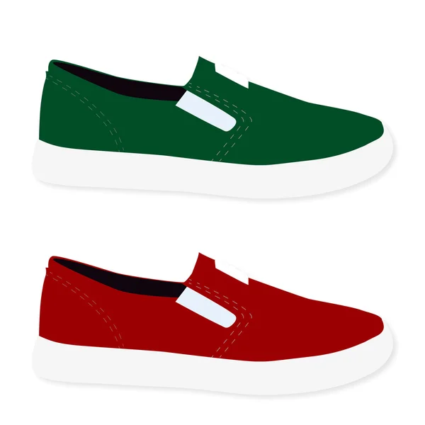 Sneakers di colore rosso e verde — Vettoriale Stock