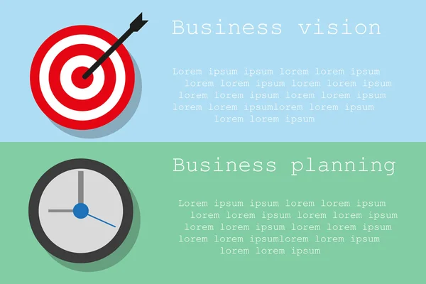 Planejamento de negócios e visão em dois fundos de cores diferentes —  Vetores de Stock