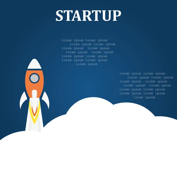 Start-up-Konzept flaches Design blauer Hintergrund — Stockvektor