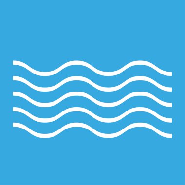 Dalga anahat doğrusal sembolü düz stil mavi zemin üzerine