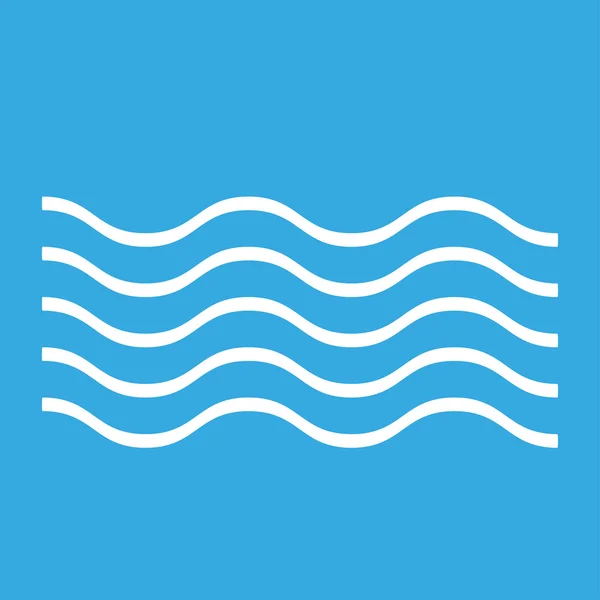 Wave lineaire symbool platte Kaderstijl op blauwe achtergrond — Stockvector