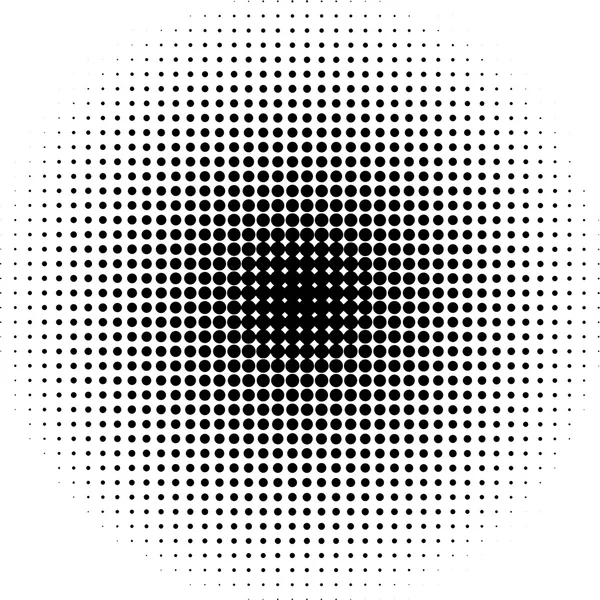 Mezzatinta punti sfondo radiale bianco e nero — Vettoriale Stock