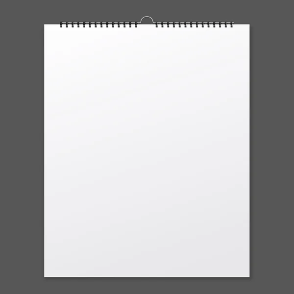Calendario de diseño en blanco sobre fondo gris con sombra — Archivo Imágenes Vectoriales