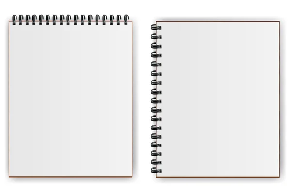 Cuadernos con sombra en espiral horizontal y verticalmente — Vector de stock