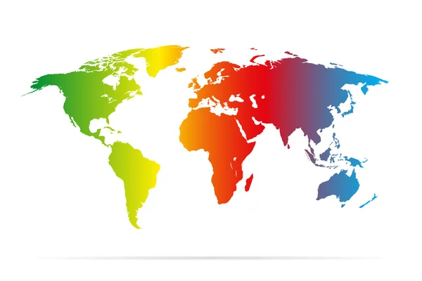 Färg jorden karta med skugga färgglada illustration — Stock vektor