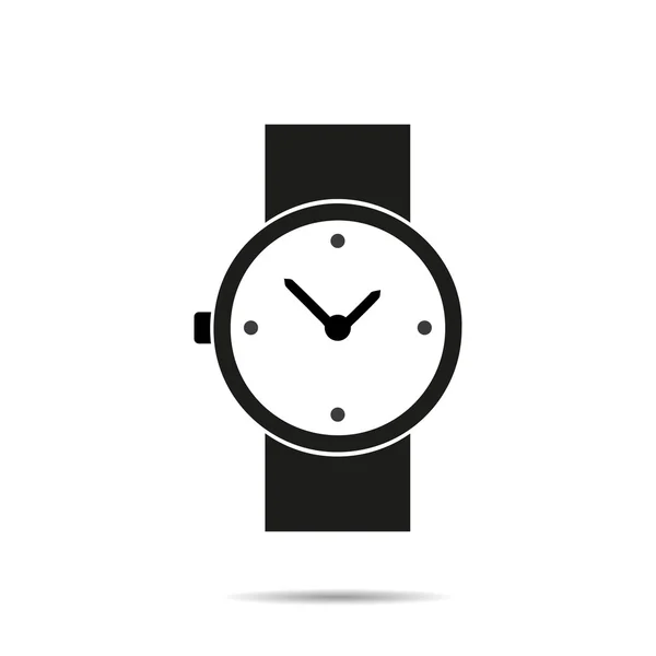 Icono de reloj con sombra sobre fondo blanco — Vector de stock