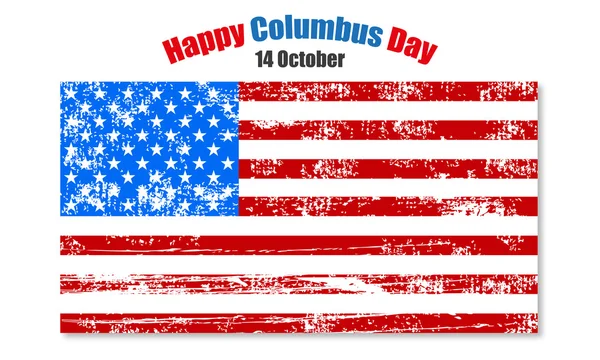 Antecedentes del día de Colón, bandera estadounidense — Vector de stock