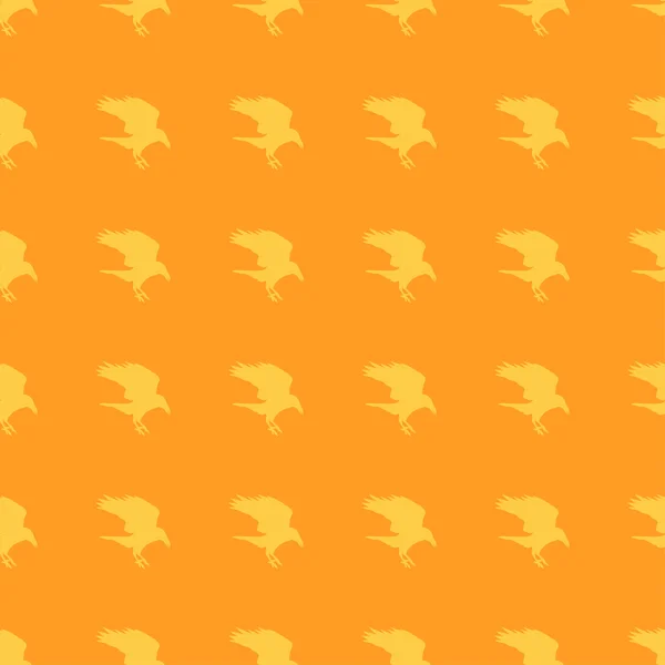 Pattern orange background Halloween raven — Stock Vector