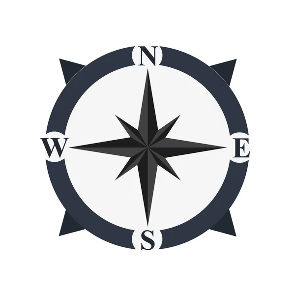 Retro compass icon in flat style on a white background Stock Illustration