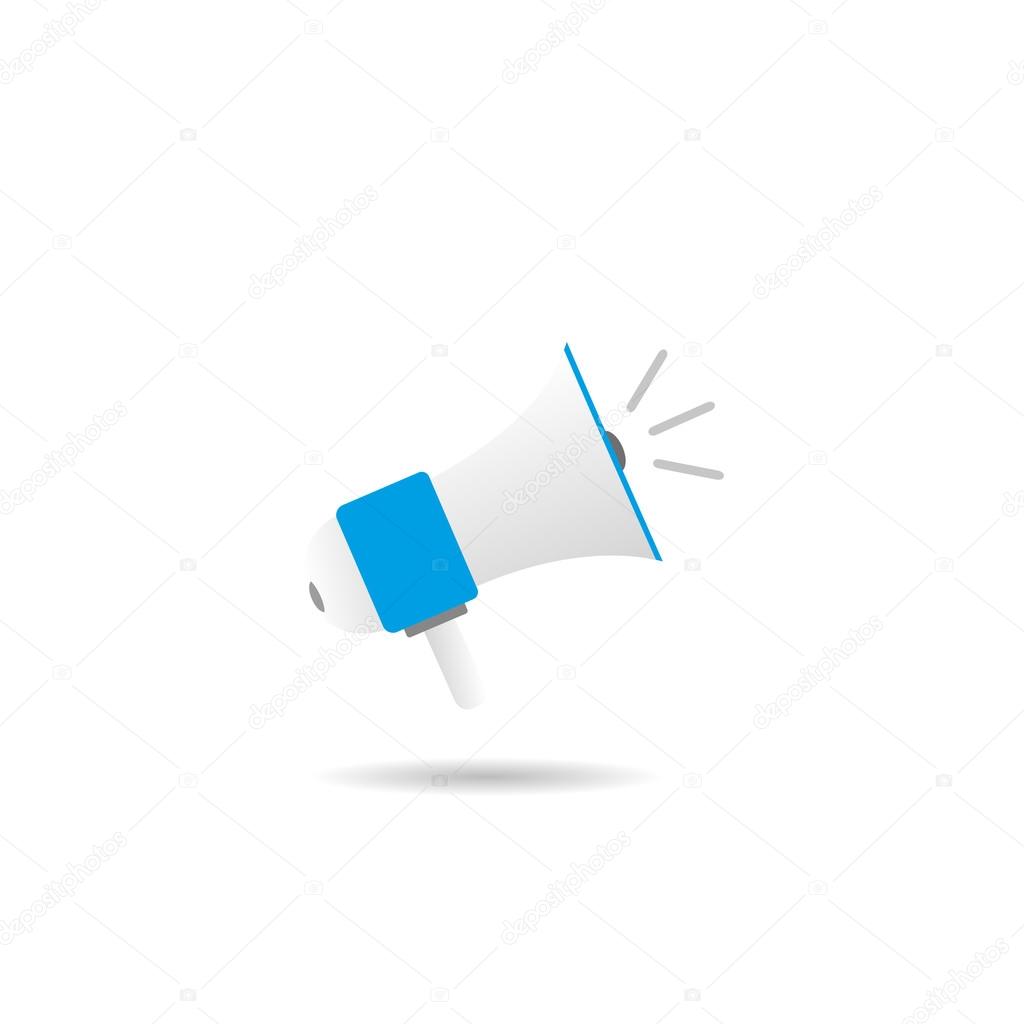 Megaphone icon with a realistic shadow white background