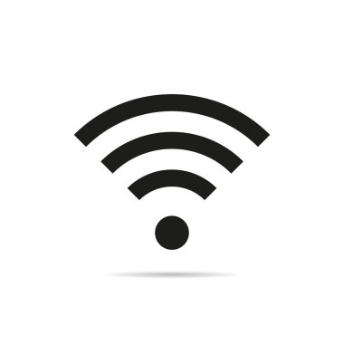 Gölge beyaz arkaplan ile düz stil Wifi simgesi