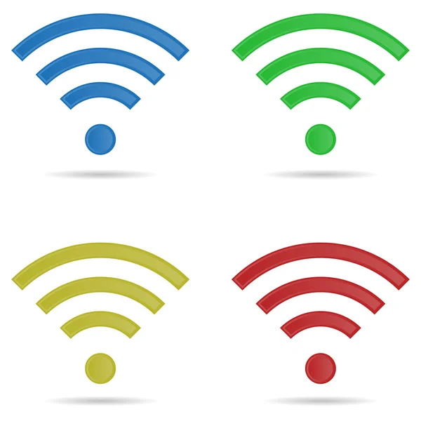 Иконки Wi-Fi в плоском стиле с тенями белый фон — стоковый вектор