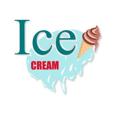 Dondurma logo tasarım düz stil gölge ile