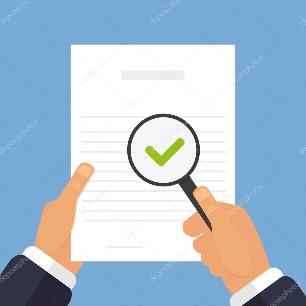 Piece of paper in hands a document checkout flat style