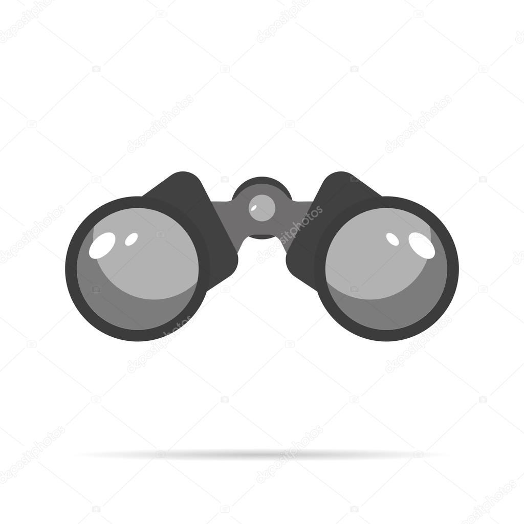 Binoculars Icon Flat design with shadow blue circle