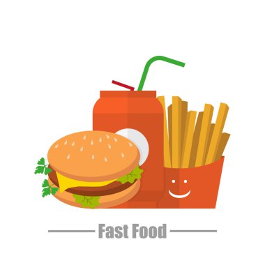 Hamburger su patates lokanta logosu beyaz bir arka plan üzerinde