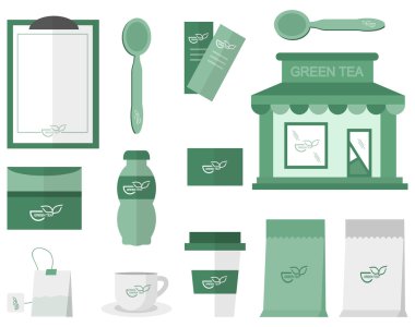 Restoran salonu açık yeşil çay düz stil ayarla