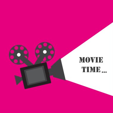 Zaman film illüstrasyon pembe bir arka plan üzerinde