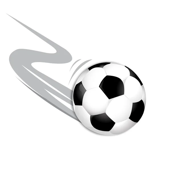 Voando bola de futebol em um fundo branco — Vetor de Stock