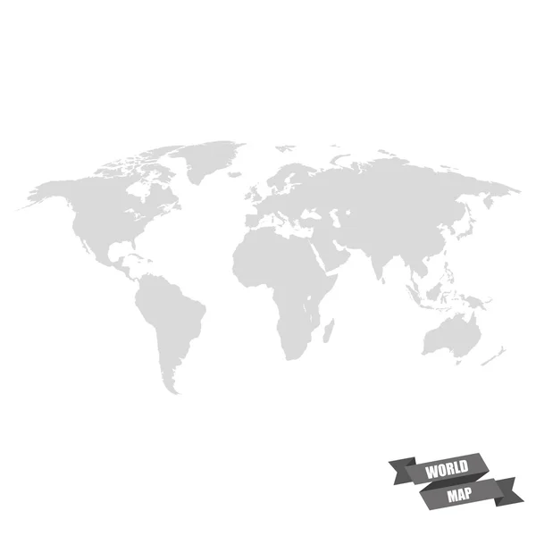 Weltkarte graue Farbe auf weißem Hintergrund — Stockvektor