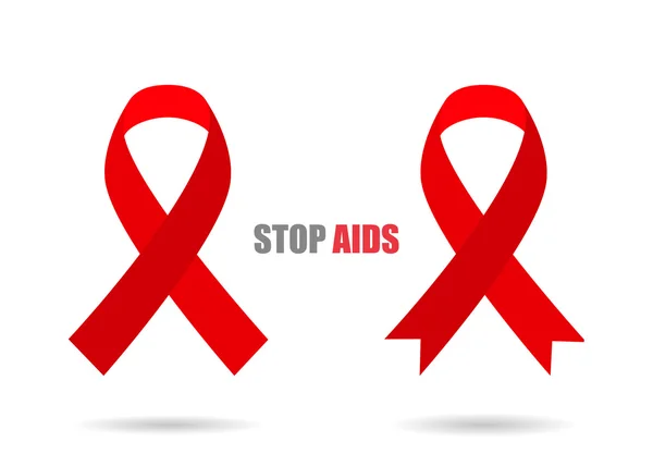 Красные ленты с тенью различных стильных иллюстраций остановить СПИД Стоковая Иллюстрация