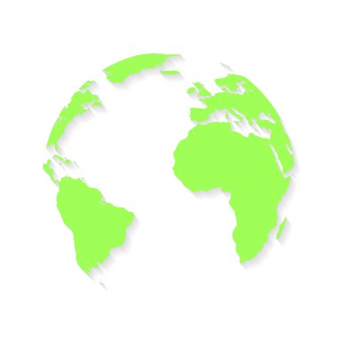 Beyaz zemin üzerine gölge toprakla Dünya Haritası