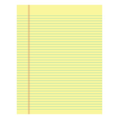 Beyaz bir arka plan üzerinde renkli defter kağıt sarı