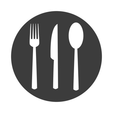 Çatal kaşık bıçak düz stil resimde beyaz arka plan üzerinde