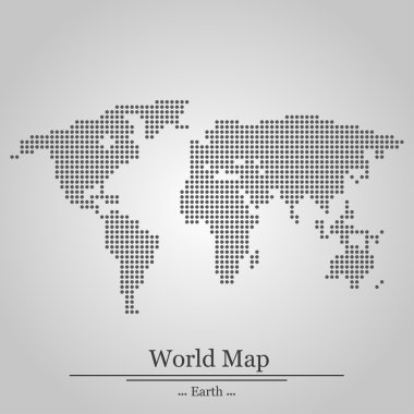 Gri arka plan üzerinde daireler ile Dünya Haritası