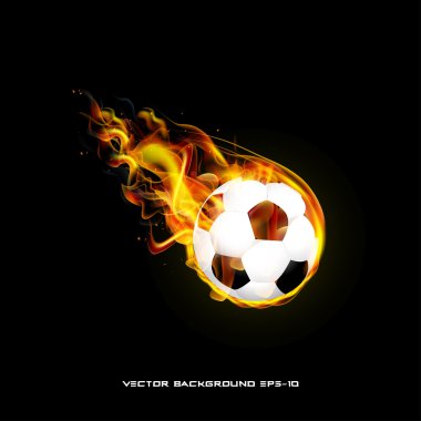 Topu şık bir siyah arka plan çizimi üzerinde yanan