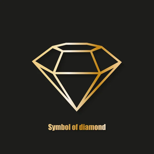 Logotipo de símbolo de diamante con fondo negro sombra — Archivo Imágenes Vectoriales