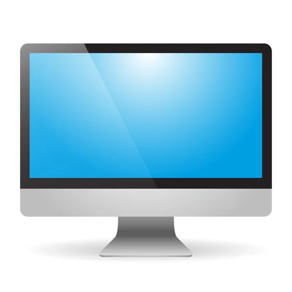 Monitor con pantalla azul y sombra sobre fondo blanco — Archivo Imágenes Vectoriales