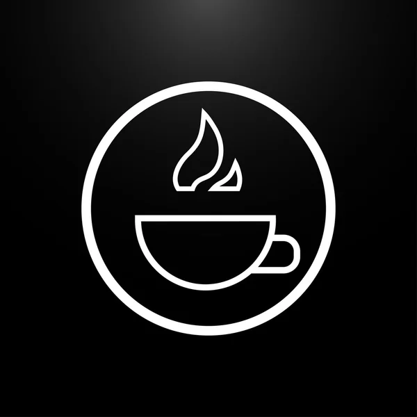Cup of hot drink logo on a black background — Stock Vector