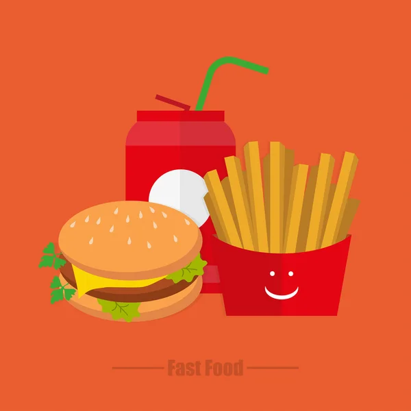 Lunch pommes frites vatten på en orange bakgrund — Stock vektor