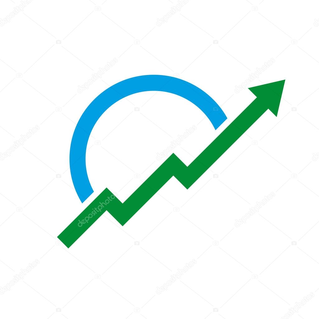Arrow logo growth flat design on a  white background